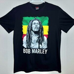 NWT Bob Marley Portrait Reggae Rock T-Shirt by King 2XL Black Front/Back Print